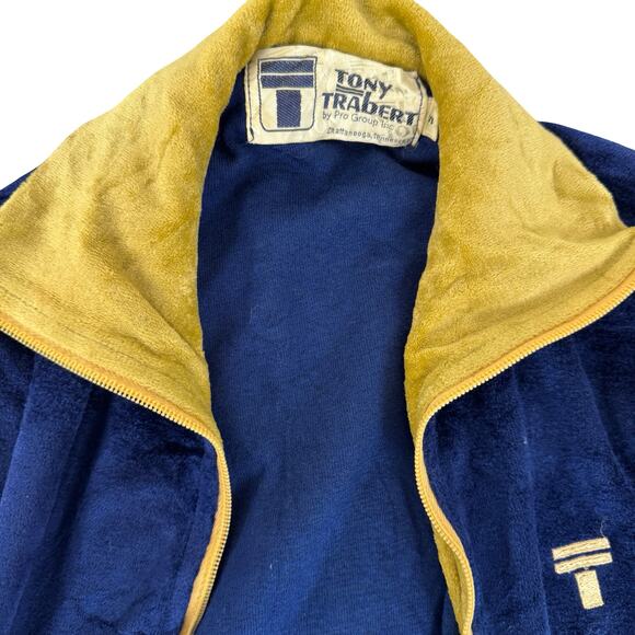 Vintage 60s Tony Trabert Blue Velour Tennis Jacket Small Made in USA Sportswear - Picture 7 of 16